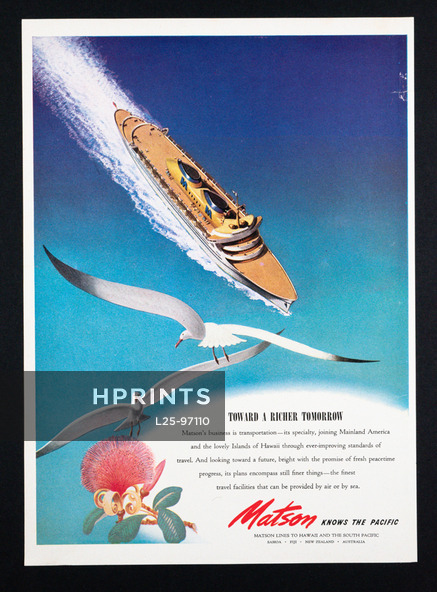 Matson Lines (Ship Company) 1945 Matson Knows The Pacific, Hawaii, Ocean Liner