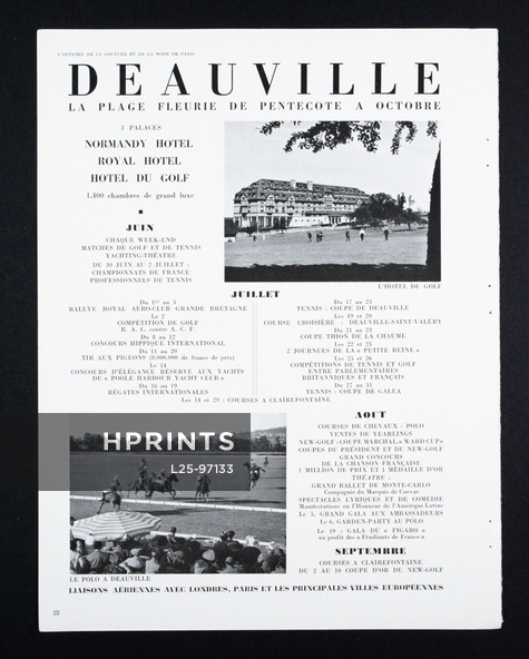 Deauville 1950 L'Hotel du Golf, Le Polo
