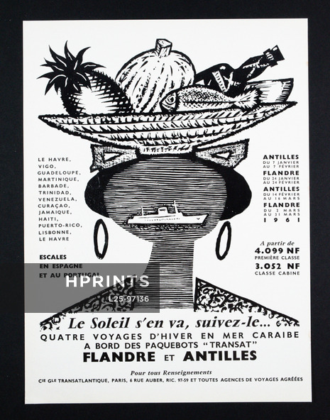 Compagnie Générale Transatlantique 1960 Flandre et Antilles