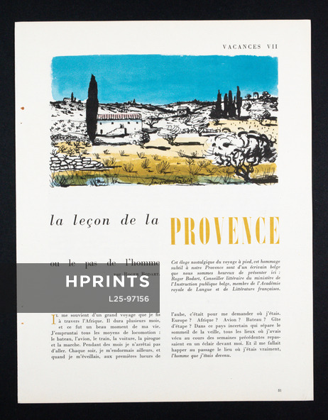 La Leçon de la Provence, 1955 - Jean-Denis Malclès, Texte par Roger Bodart, 4 pages