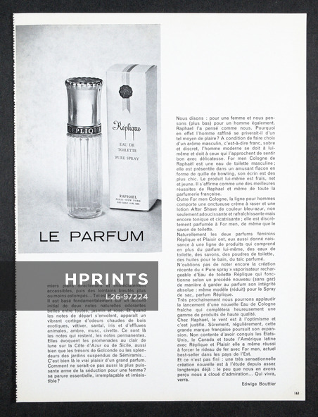 Réplique Le Parfum, 1965 - Raphaël (Perfumes), Texte par Edwige Bouttier
