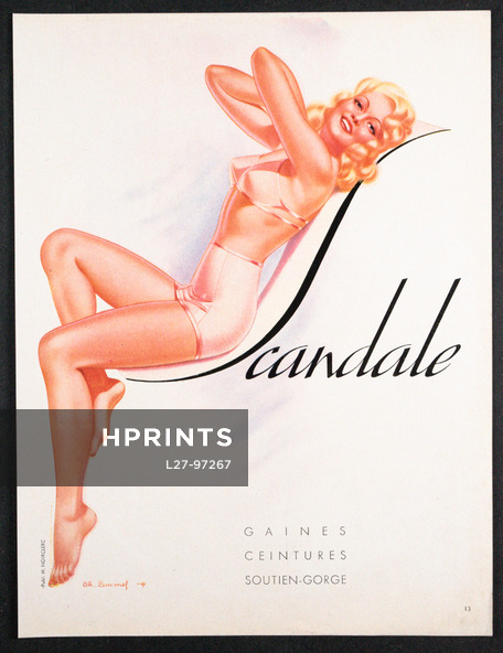 Scandale 1946 Charles Lemmel, Girdle, Bra, Pin-up