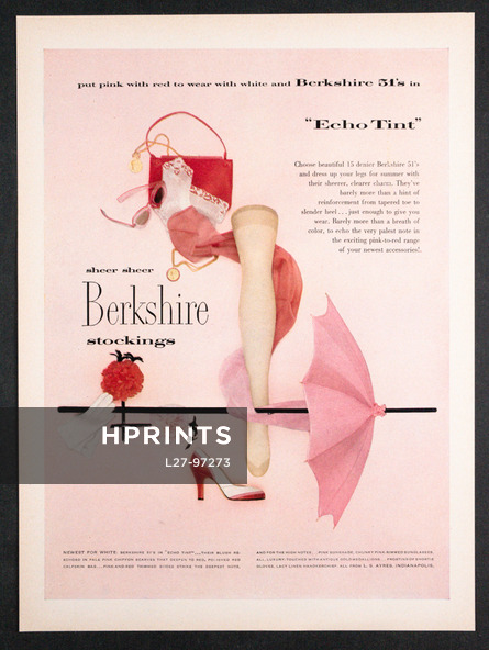 Berkshire (Hosiery) 1952 Stockings Echo Tint Pink Red