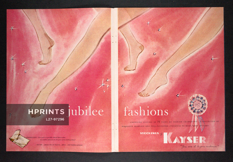 Kayser (Hosiery) 1955 Jubilee Fashions, Stockings, Gloves, 4 pages