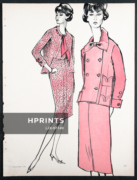 Chanel 1961 Pink Wool Suits, Copied by Davidow, Hervé Dubly