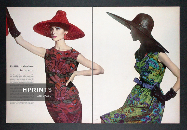Irving Penn 1961 Printed dresses, Brilliant dashes into print, Fashion Photography, 4 pages, 4 pages