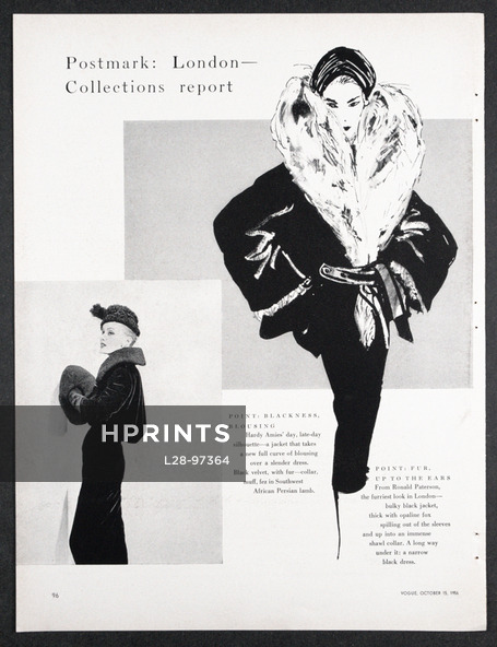 Eric Stemp 1956 London Collections Report, Ronald Paterson, Photos Eugene Vernier, 4 pages
