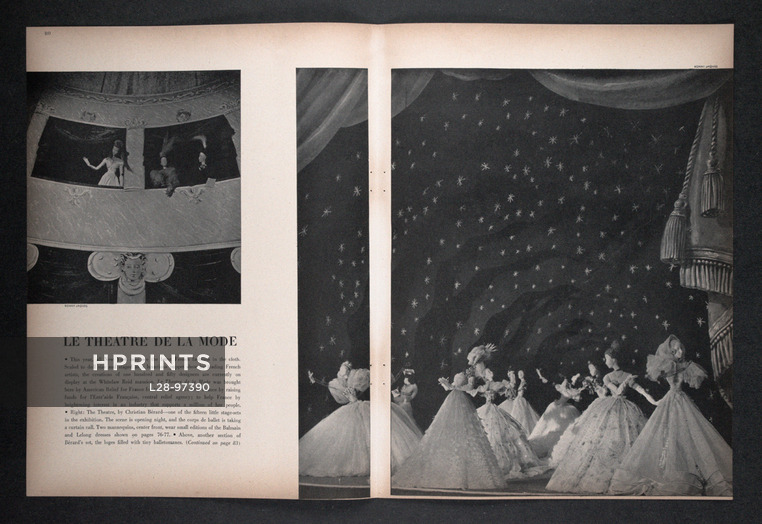 Le Théâtre de la Mode, 1946 - New York Balmain, Lelong, Schiaparelli, Hermes, Balenciaga, Dolls, Ronny Jacques, 4 pages