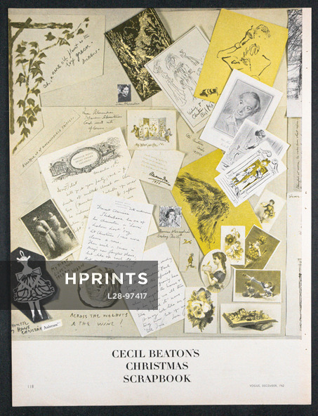Cecil Beaton 1962 Christmas Scrapbook, 2 pages, 2 pages