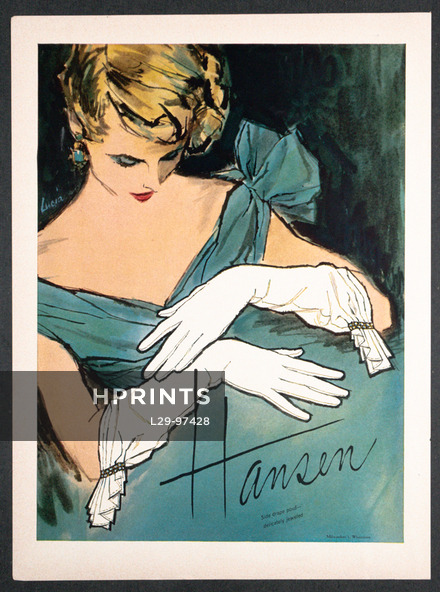 Hansen (Gloves) 1958 Lucia, Fashion Illustration
