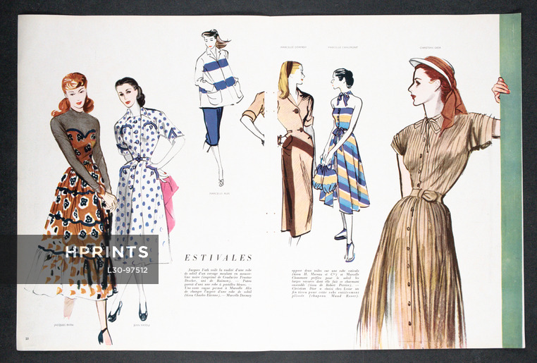 Jacques Fath, Jean Patou, Christian Dior 1947 Estivales, Summer Dresses