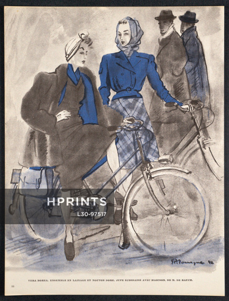 Mourgue 1942 Véra Boréa & Madeleine de Rauch, Winter Fashion Bicycle