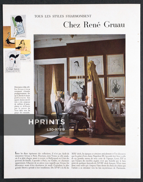 Chez René Gruau, 1951 - At René Gruau's Home, Portrait, Interior Decoration