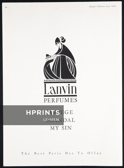 Lanvin (Perfumes) 1946 Arpège, Scandal, My Sin... Paul Iribe