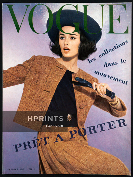 Vogue (Paris) Février 1961 Cover, Tweed Léonard, Photo William Klein