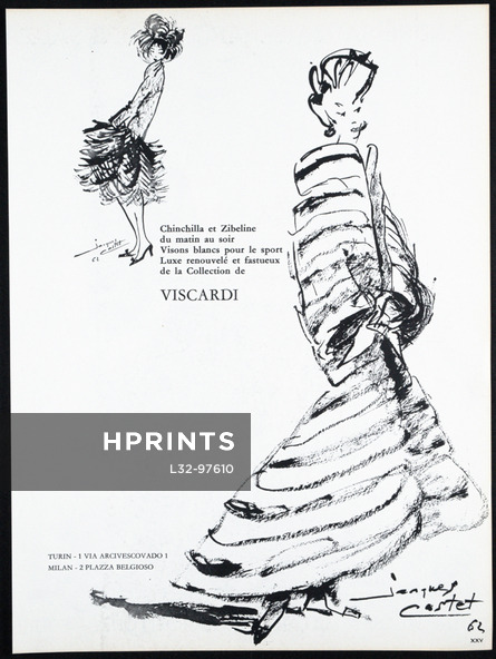 Viscardi (Fur Clothing) 1961 Jacques Costet, Fashion Illustration