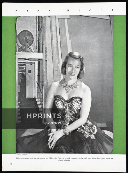 Nina Ricci 1947 Cantatrice Lily Pons, Photo Farkas