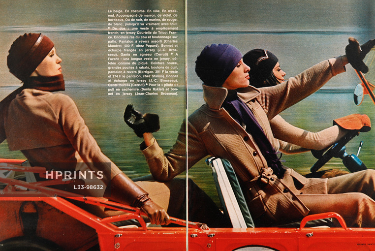 Le Prêt à Porter Grand Sport, 1969 - Photos Helmut Newton, Sportswear, Trench Coat, Robes-Pulls, Women Driving Red Car, 10 pages