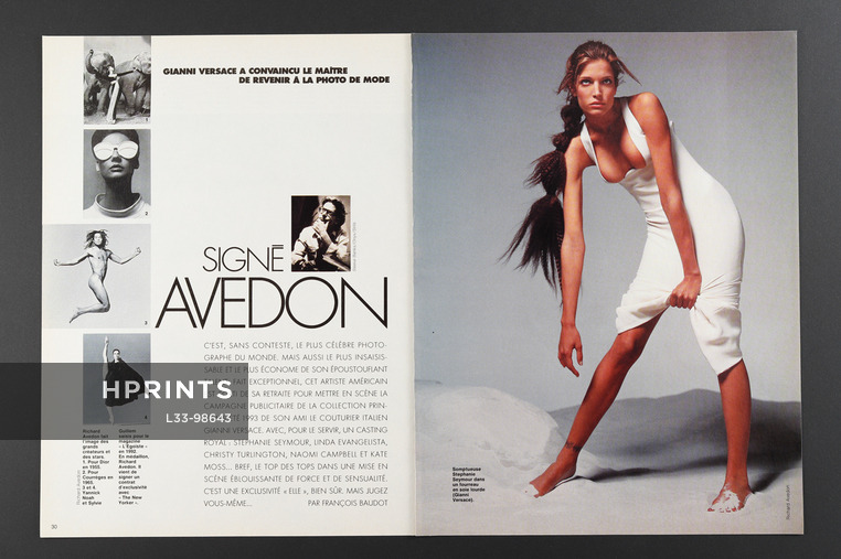 Signé Avedon, 1993 - Photos Richard Avedon Gianni Versace, Stephanie Seymour, Texte par François Baudot, 8 pages