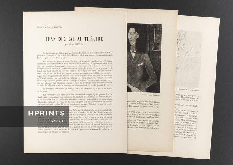Jean Cocteau au Théâtre, 1943 - Jean Cocteau par Modigliani, Texte par Pierre Bisson, 6 pages