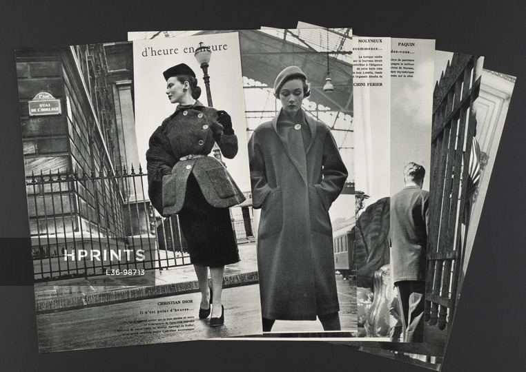 d'heure en heure, 1950 - Photos Martin Dutkovich, Christian Dior, Madeleine de Rauch... Weil, Jacques Fath (Bijoux Van Cleef & Arpels), 12 pages