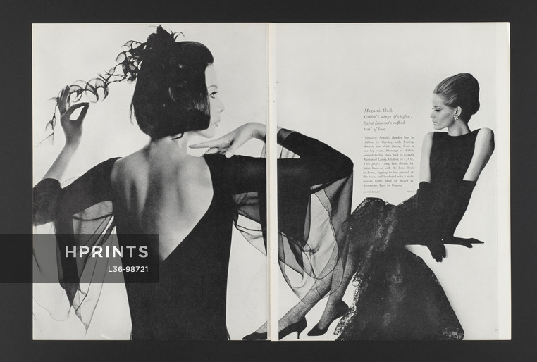 Pierre Cardin, Yves Saint Laurent 1964 Magnetic Black, Photos David Bailey, Irving Penn