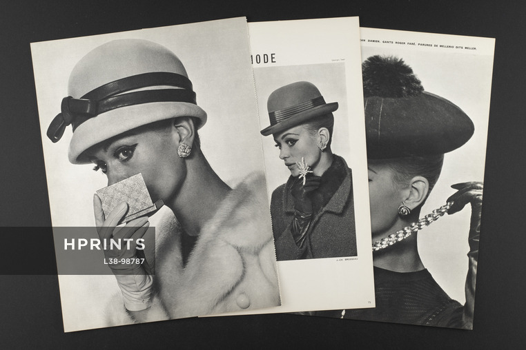Têtes de mode, 1965 - Boucheron, Mellerio dits Meller Jeanne Lanvin, J-C Brosseau, Balmain Hats, 4 pages