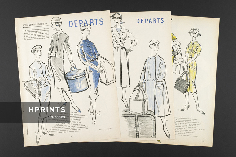 Départs, 1956 - Sacs de voyage Hermès, Trois Selliers, Innovation, 5 pages