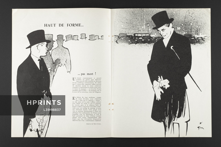 Haut de forme... pas mort !, 1953 - René Gruau, Top hats, Men's Clothing