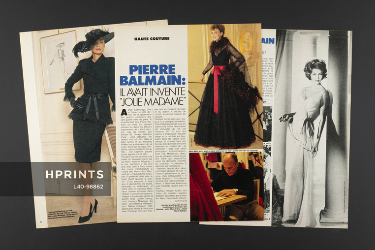 Pierre Balmain : il avait inventé "Jolie Madame", 1982 - Pierre Balmain, Miou-miou, Bardot, Marlène Diétrich, Josephine Baker..., Texte par Colombe Pringle, 4 pages