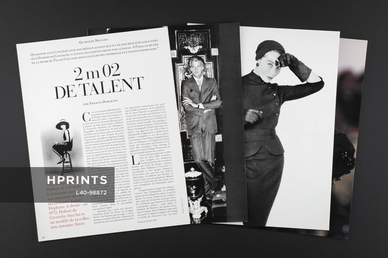 2m02 de talent — Hubert de Givenchy, 1991 - 40 ans de création, Photos Helmut Newton, Henry Clarke, Claus Ohm, Texte par Francis Dorléans, 6 pages