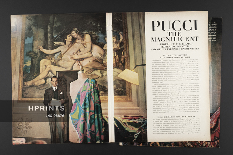Pucci The Magnificent, 1960 - Photos Horst, Marchese Emilio Pucci of Florence, The Duomo, Palazzo Pucci, Text by Valentine Lawford, 11 pages