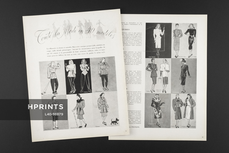 Toute la mode en 40 modèles, 1946 - Dessins L. Philippi, Marcel Dhorme, Calixte, Carven, Véra Boréa, Hermès..., Text by Lucien François, 4 pages