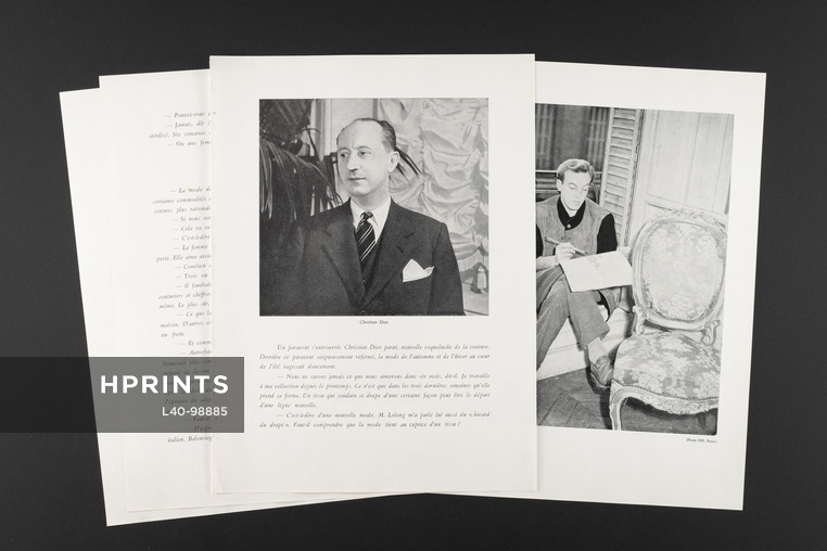 Pourquoi la mode existe-t-elle ?, 1947 - Portraits Christian Dior, Jacques Fath, Texte par Jean Duché, 8 pages