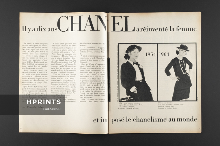 Chanel 64 — Il y a 10 ans Chanel a réinventé la femme, 1964 - Chanel, Photos Hatami, Texte par François Fabert, 13 pages