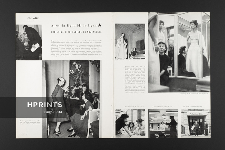 Christian Dior habille en Majuscules la ligne A, 1955 - Reportage Lasseillle - G. de la Bégassière