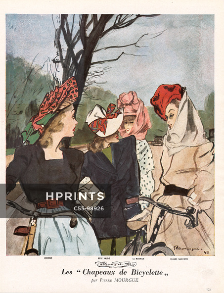 Les "Chapeaux de Bicyclette", 1945 - Pierre Mourgue, Bicycle Hats, Legroux, Rose Valois, Le Monnier, Claude Saint-Cyr