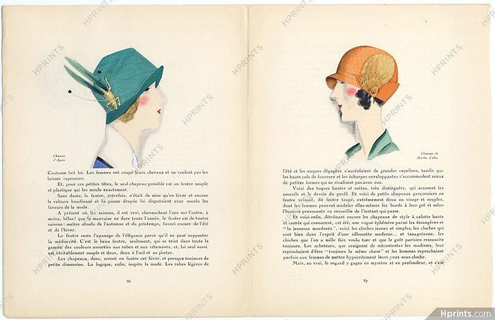 Chapeaux de Feutre, 1924 - Zinoview, Hats, Jeanne Lanvin,