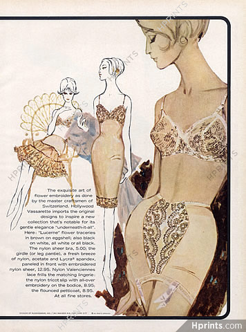 60's Hollywood Vassarette 2-Page Lingerie Ad 1967