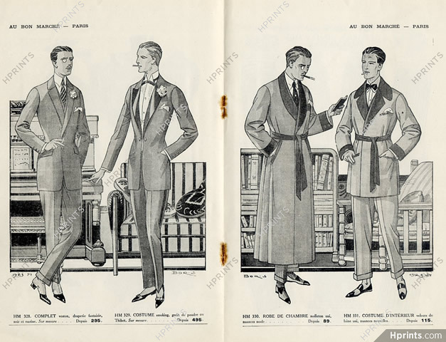 Au Bon Marché (Catalog Men's Clothing) 1924 Signed Boris, Dandy