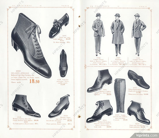 Au Printemps (Catalog Men's clothing) 1913 Shoes, Soccer, Dandy,