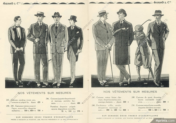 Sigrand (Department Store) 1927 Catalog, Men's Clothing