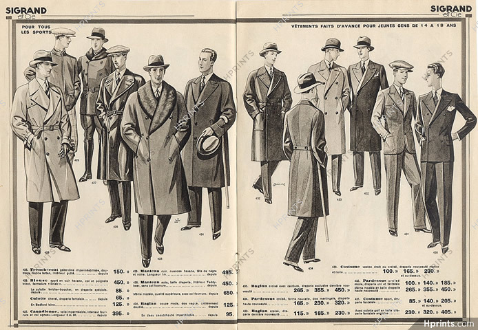 Sigrand (Department Store) 1930 Catalog, Men's Clothing, Franck