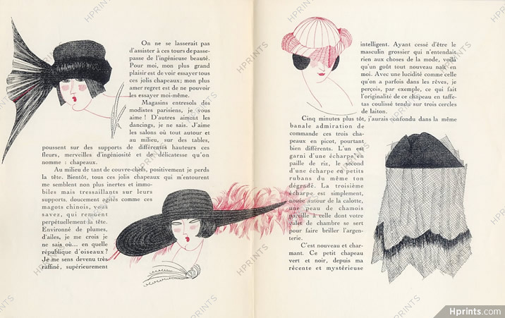 Chapeaux de Camille Roger, 1922 - Georges Lepape Hats, Gazette