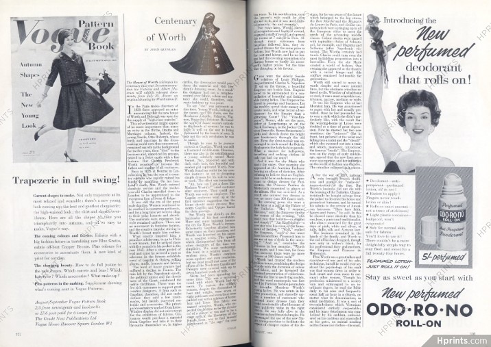 Vogue UK 1958 August, The Centenary of Worth, Otto Lucas