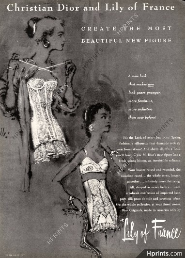 1956 women's Lily of France black white girdle bra vintage fashion ad
