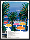 Monte Carlo 1967 Bernard Villemot, Palm Trees, Poster Art