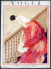 George Plank 1925 Vogue Cover, Evening Gown, Feathers, Rose
