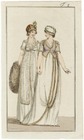 Journal des Luxus und der Moden 1799 n°2 Two Women Holding Hands, Rare Hand-colored engraving