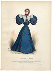 L'Art et la Mode 1895 N°01 Marie de Solar, colored fashion lithograph, Modele de Mme PELLETIER-VlDAL, 19, rue de la Paix.